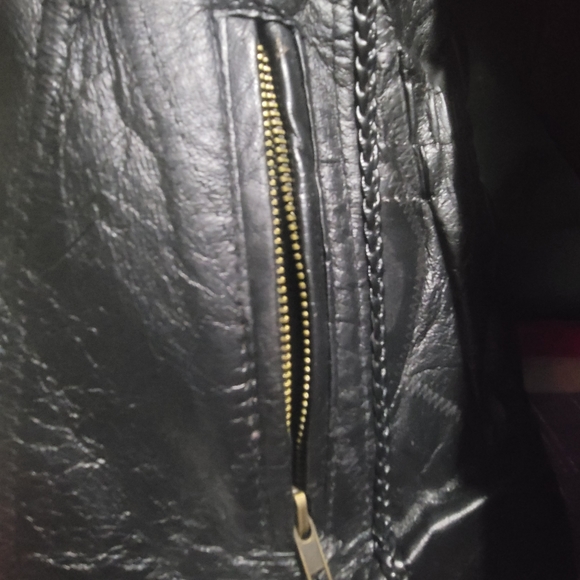 Andrew Michael Black Quilted Pattern with Rope Design Leather Jacket Sz Medium - Picture 6 of 8